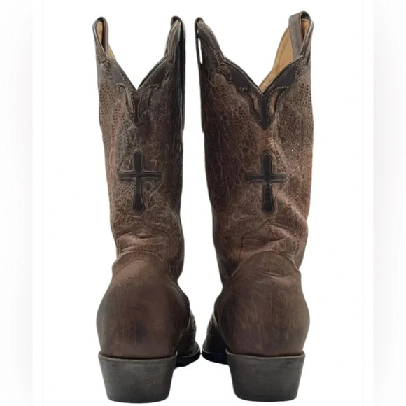 ➕ J.B. Dillon Men’s Leather Winged Cross Embroidered Boots 10EE Distressed - Picture 6 of 11